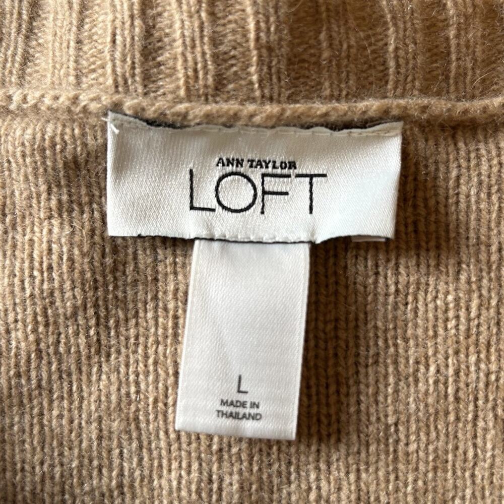Ann Taylor Loft Cable Knit Short Sleeve Sweater Women's Size L Cashmere Wool - Picture 7 of 8